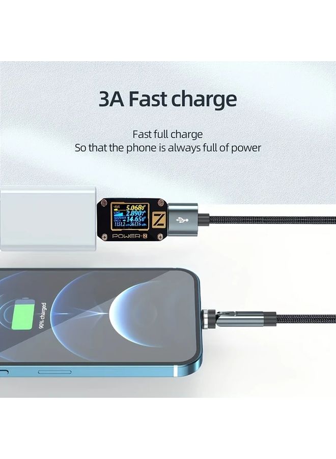 كابل الشحن السريع المغناطيسي الأحمر بطول 1 متر مع موصل USB-C دوّار بزاوية 540 درجة وشدة تيار 3 أمبير - Image 2