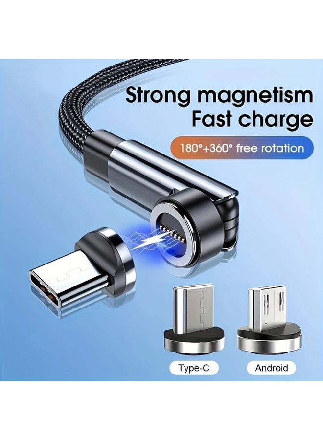 كابل الشحن السريع المغناطيسي الأحمر بطول 1 متر مع موصل USB-C دوّار بزاوية 540 درجة وشدة تيار 3 أمبير - Image 1
