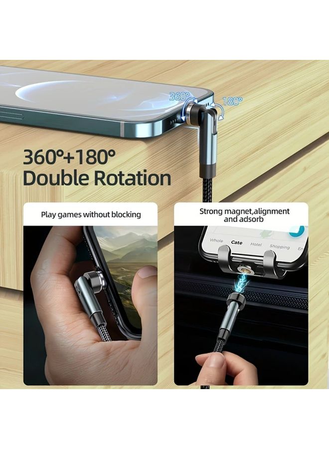 كابل الشحن السريع المغناطيسي الأحمر بطول 1 متر مع موصل USB-C دوّار بزاوية 540 درجة وشدة تيار 3 أمبير - Image 4