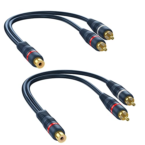 DteeDck RCA Splitter 1 Female to 2 Male, 2 Pack - RCA Audio Video Cable Splitter Adapter, Dark Blue - Image 1