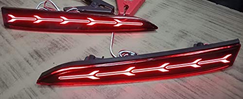 PRIKNIK Rear/Back Drl Five Arrow Design Car Reflector LED Brake Light Bumper with Wiring Compatible with H-yundai New V-erna 2017-2018, Red, Set of 2 Pcs - Image 3