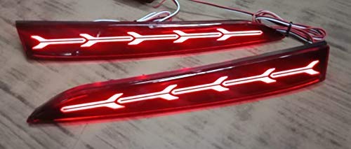 PRIKNIK Rear/Back Drl Five Arrow Design Car Reflector LED Brake Light Bumper with Wiring Compatible with H-yundai New V-erna 2017-2018, Red, Set of 2 Pcs - Image 2