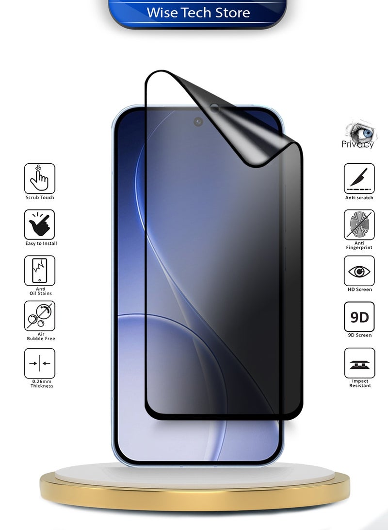 دبليو تيك حماية شاشة مرنة مطفية كاملة الغراء وغطاء كامل من السيراميك النانو الفاخر لهاتف Oppo Reno15 5G 2025 للخصوصية (MSCNMP) - شفاف/أسود - Image 2