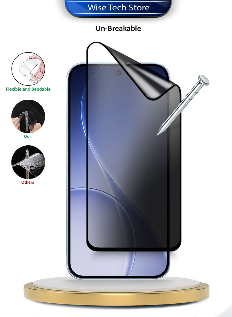 دبليو تيك حماية شاشة مرنة مطفية كاملة الغراء وغطاء كامل من السيراميك النانو الفاخر لهاتف Oppo Reno15 5G 2025 للخصوصية (MSCNMP) - شفاف/أسود - Image 3