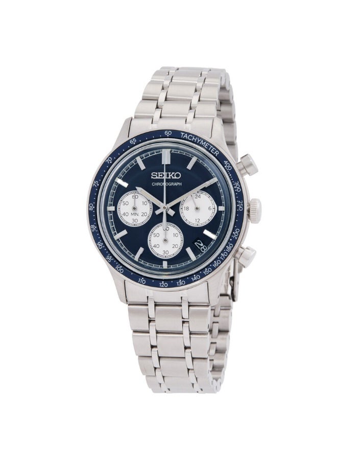 Seiko ساعة كرونوغراف رياضية SSB477P1، 38.7 مم قرص أزرق، سوار من الفولاذ المقاوم للصدأ، مقاومة للماء حتى 50 متر - Image 2
