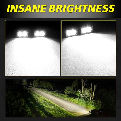 AKD Part LED Pods, AKD Part 3 Inch Flood CREE LED Off Road Lights 40W Small Driving Light Pods Backup Reverse Lights Fog Pod Light 2 Packs for Truck Pickup Motorcycle UTV ATV SUV Dirt Bike Surron - Image 4