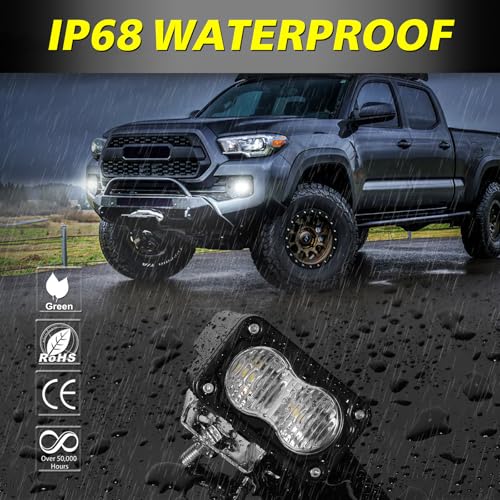 AKD Part LED Pods, AKD Part 3 Inch Flood CREE LED Off Road Lights 40W Small Driving Light Pods Backup Reverse Lights Fog Pod Light 2 Packs for Truck Pickup Motorcycle UTV ATV SUV Dirt Bike Surron - Image 5