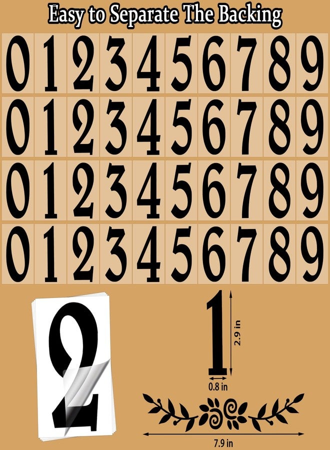 HLARTNET 2 Inch Black Mailbox Numbers Stickers, 4 Set Waterproof Rustic Mailbox Decal, Self Adhesive Vinyl Number for Mail Box, Door, Garbage Bins - Image 2