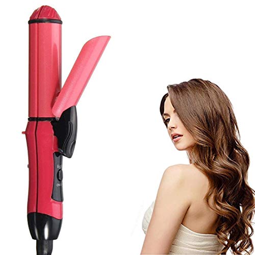 GTC ® 2-in-1 Hair Beauty Set Hair Curler and Straightener Hair Styling Tool with Ceramic Plates (Pink, 278-21) - Image 1