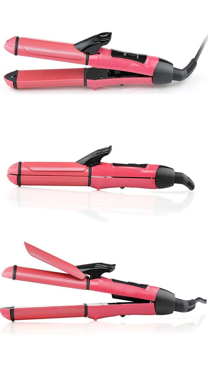 GTC ® 2-in-1 Hair Beauty Set Hair Curler and Straightener Hair Styling Tool with Ceramic Plates (Pink, 278-21) - Image 5