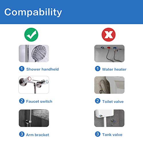 RUMOSE 118 inches Shower Hose Shower Head Extension Tube Extra Long Stainless Steel Shower Hose Attachment Flexible Handheld Shower Sprayer Hose, Brushed Nickel - Image 5