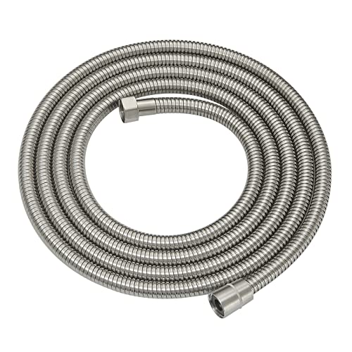 RUMOSE 118 inches Shower Hose Shower Head Extension Tube Extra Long Stainless Steel Shower Hose Attachment Flexible Handheld Shower Sprayer Hose, Brushed Nickel - Image 1