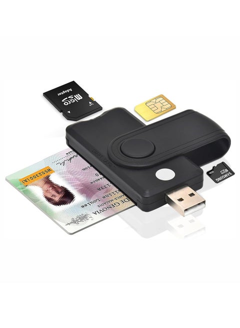 USB 2.0 Smart Card Reader, High Capacity 5 in 1 Adapter for SIM, SD, TF, ID, IC Cards, Compatible with Windows, Linux/Unix, MacOS X, Efficient and Reliable Data Reader