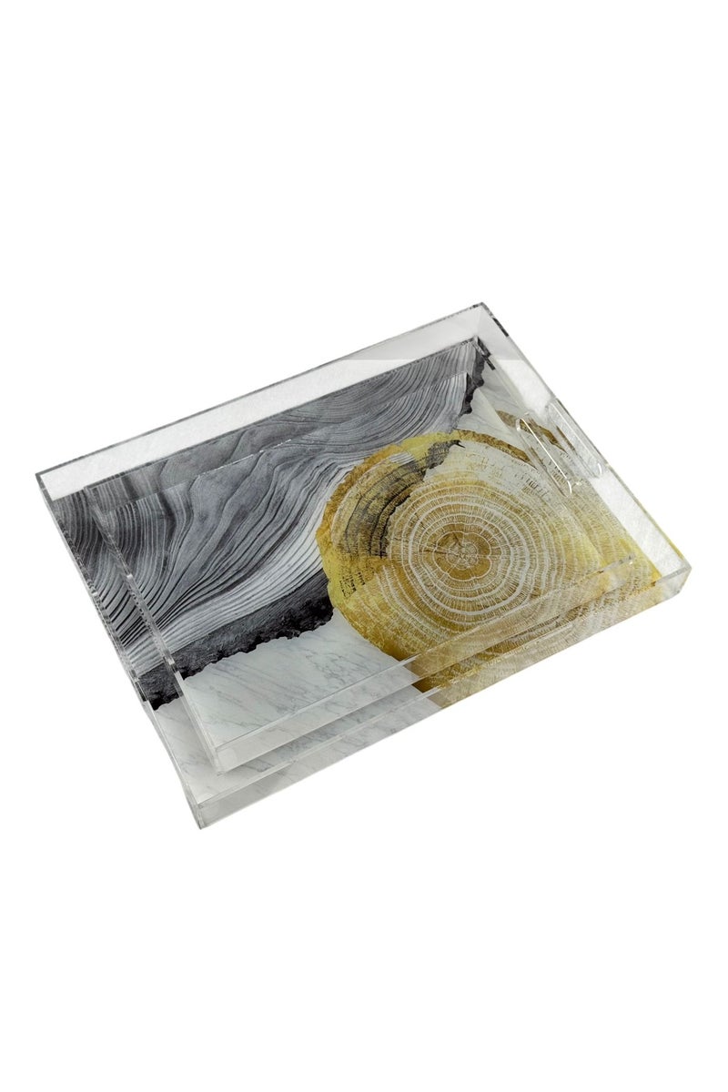 AFAQ Acrylic Serving Tray Set of 2 - Image 1