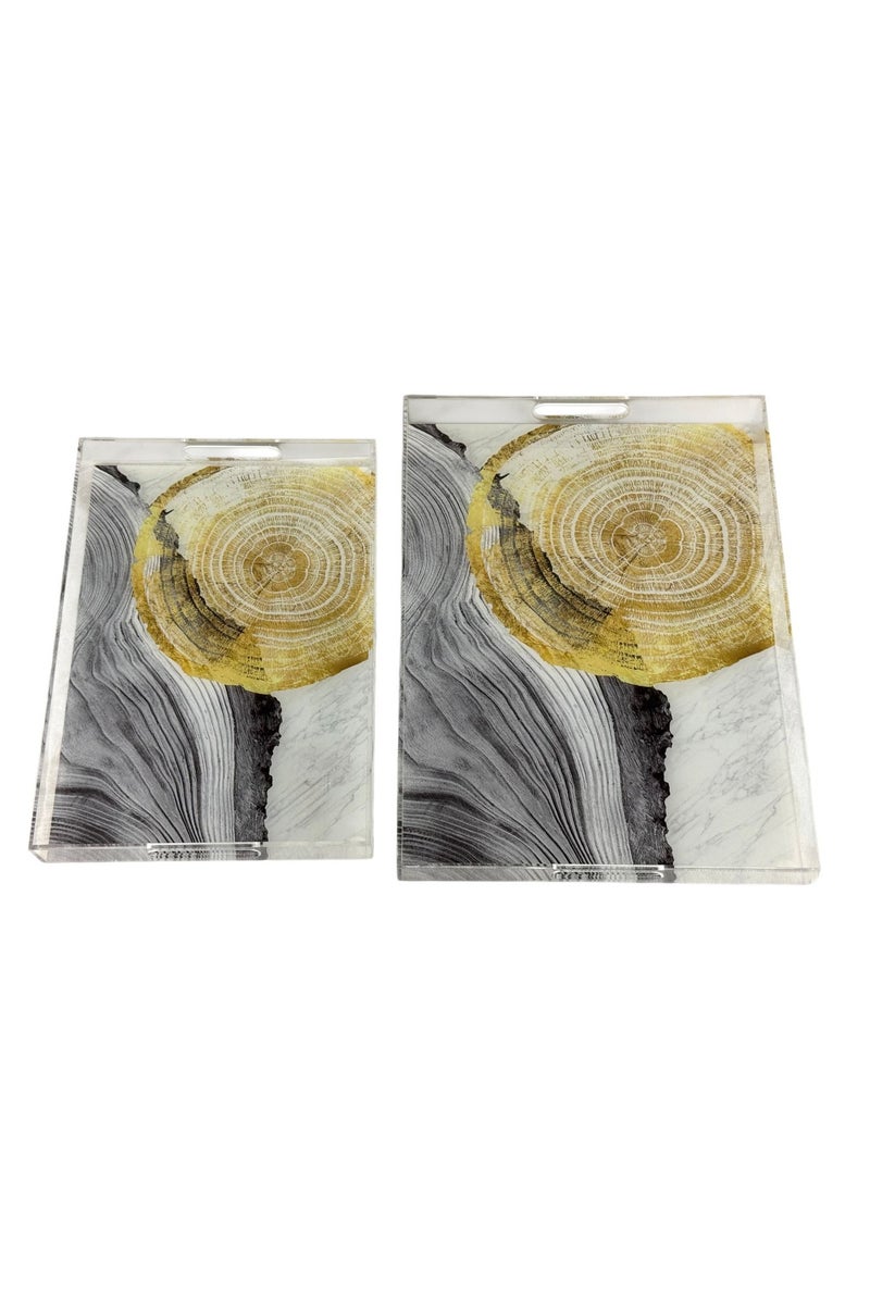 AFAQ Acrylic Serving Tray Set of 2 - Image 3