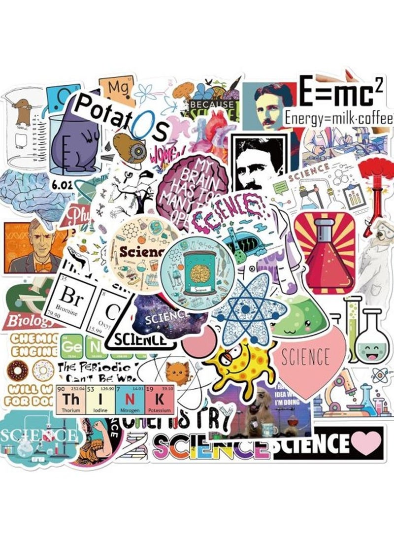 Science Stickers Pack, 100 Pcs Physics Chemistry Biology Experiment for Hydroflask Laptop Water Bottle Kids Teens Students Teachers, Waterproof Vinyl Laboratory Decal  - Image 1