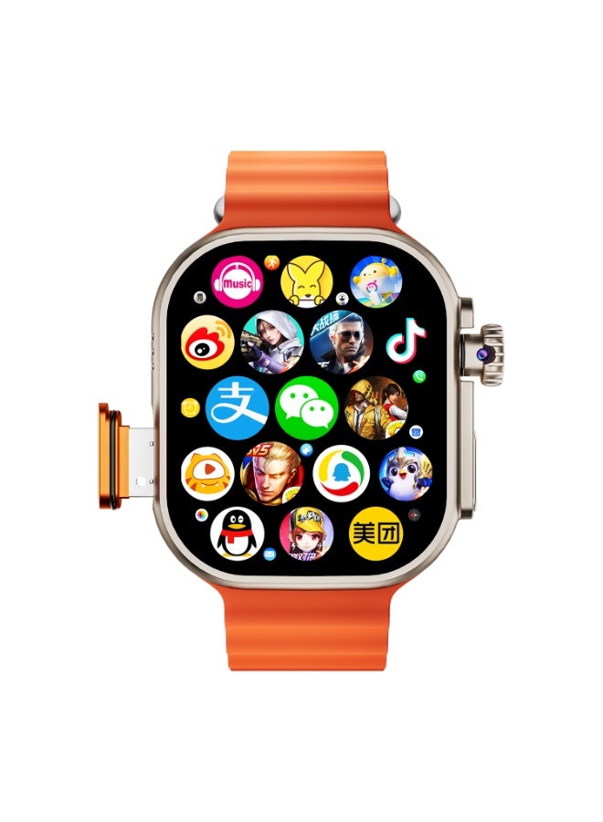 AROAQ SW30 Ultra 4G LTE Android Smartwatch – 2GB+16GB, 2.02” HD TFT Screen, Heart Rate Monitor, GPS, Wi-Fi, Bluetooth, Android 8.1 – Orange - Image 3