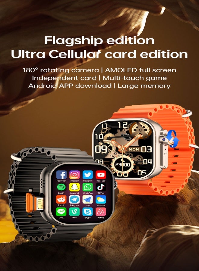 AROAQ SW30 Ultra 4G LTE Android Smartwatch – 2GB+16GB, 2.02” HD TFT Screen, Heart Rate Monitor, GPS, Wi-Fi, Bluetooth, Android 8.1 – Orange - Image 4
