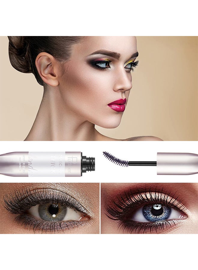pudaier Volumizing Waterproof Mascara Natural Long-Lasting Waterproof Silicone Brush 4D Mascara (Black) - Image 2