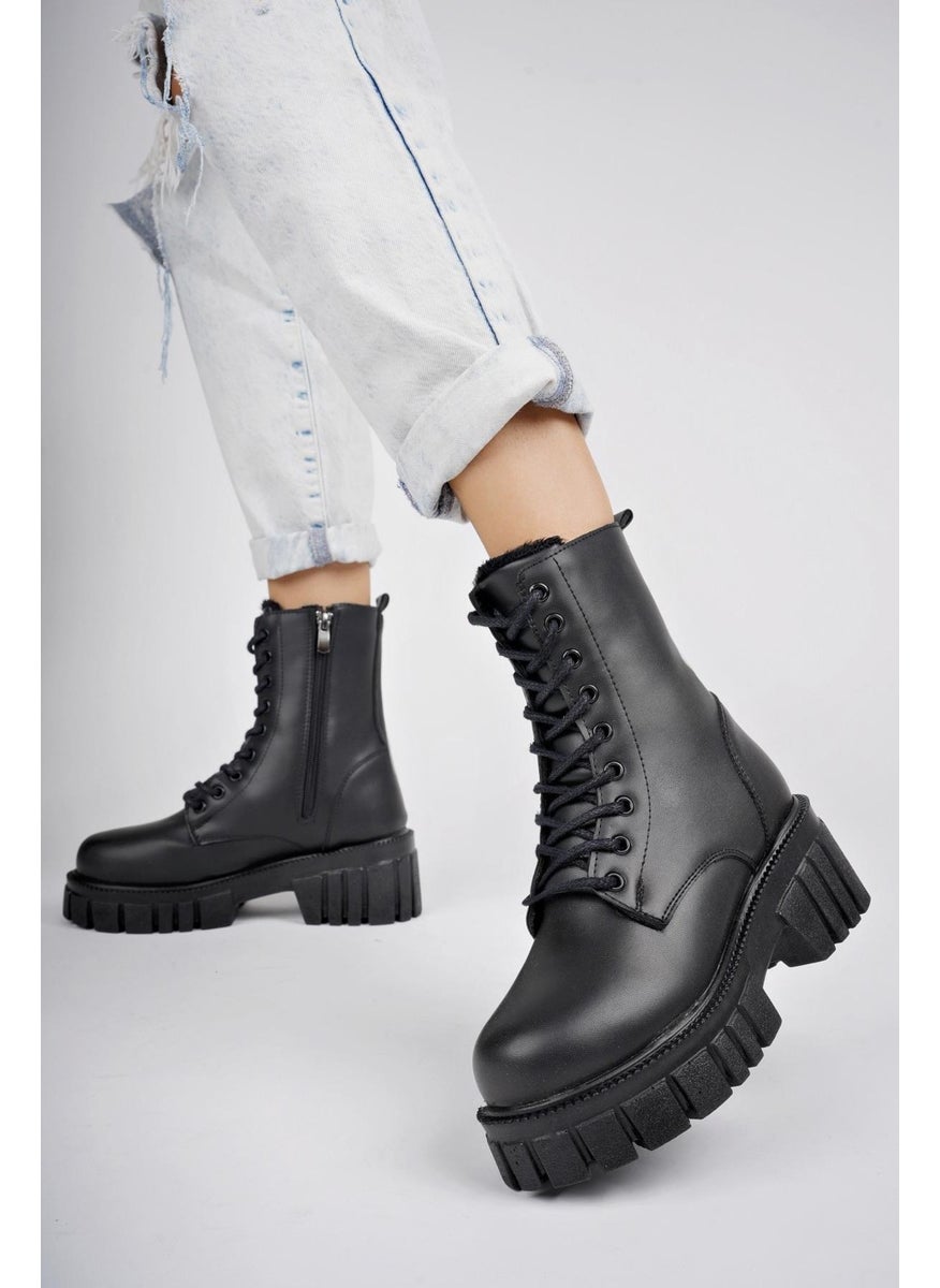 muggo Just Thick Sole Zipper Lace-Up Women's Combat Boots  - Image 1