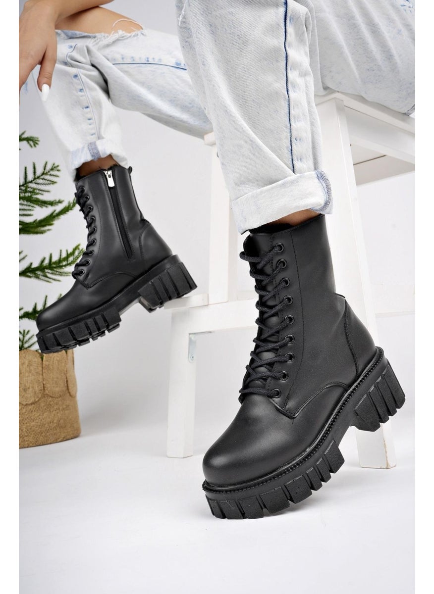 muggo Just Thick Sole Zipper Lace-Up Women's Combat Boots  - Image 3