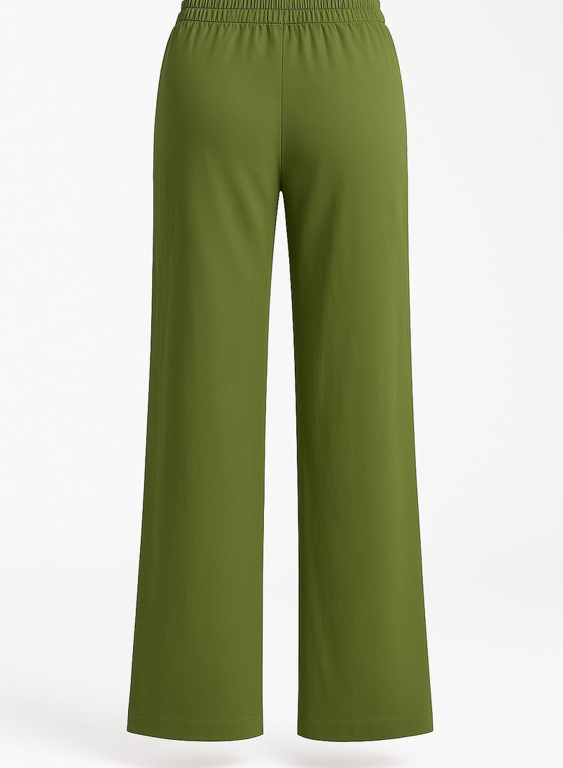 Soft Steps Women's Linen Pants Dark Green High Size M  - Image 4