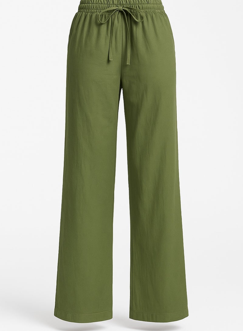 Soft Steps Women's Linen Pants Dark Green High Size M  - Image 3