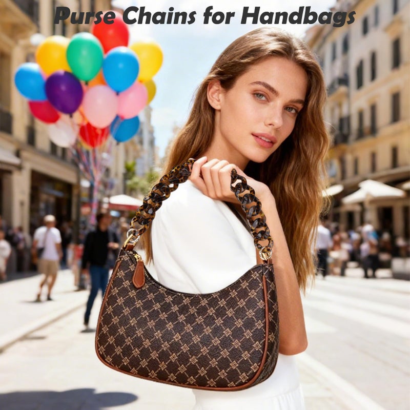 Aiersa Purse Charm Chain For Handbags 18In Short Bag Chain Strap For Purse Acrylic Bag Shoulder Chains Decorative Replacement Accessories Chains For Diy Crafts-Leopard Print - Image 2