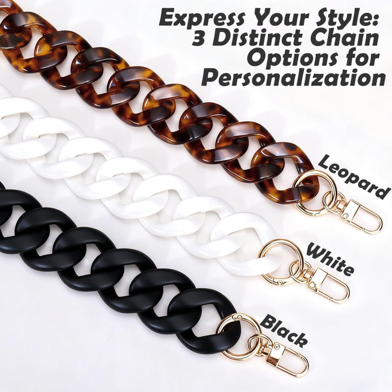Aiersa Purse Charm Chain For Handbags 18In Short Bag Chain Strap For Purse Acrylic Bag Shoulder Chains Decorative Replacement Accessories Chains For Diy Crafts-Leopard Print - Image 5