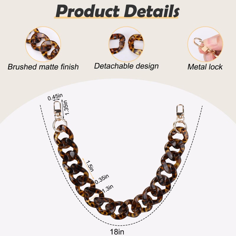 Aiersa Purse Charm Chain For Handbags 18In Short Bag Chain Strap For Purse Acrylic Bag Shoulder Chains Decorative Replacement Accessories Chains For Diy Crafts-Leopard Print - Image 3