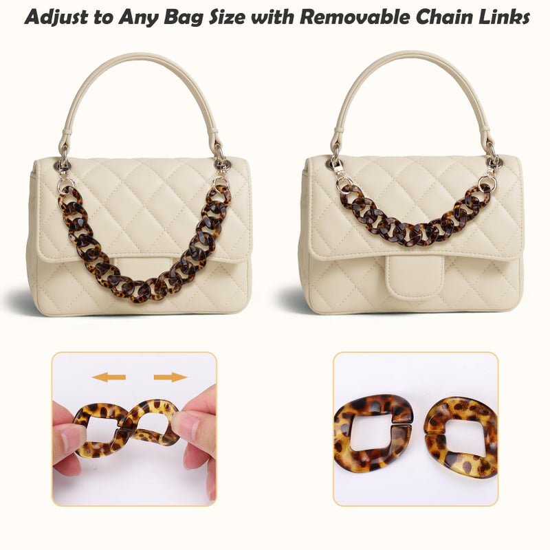 Aiersa Purse Charm Chain For Handbags 18In Short Bag Chain Strap For Purse Acrylic Bag Shoulder Chains Decorative Replacement Accessories Chains For Diy Crafts-Leopard Print - Image 4