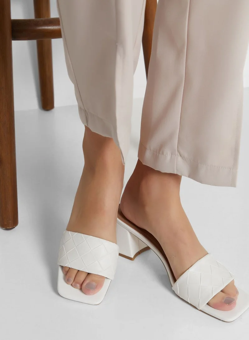 ELLA Weaved Flared Heel Mule Sandal