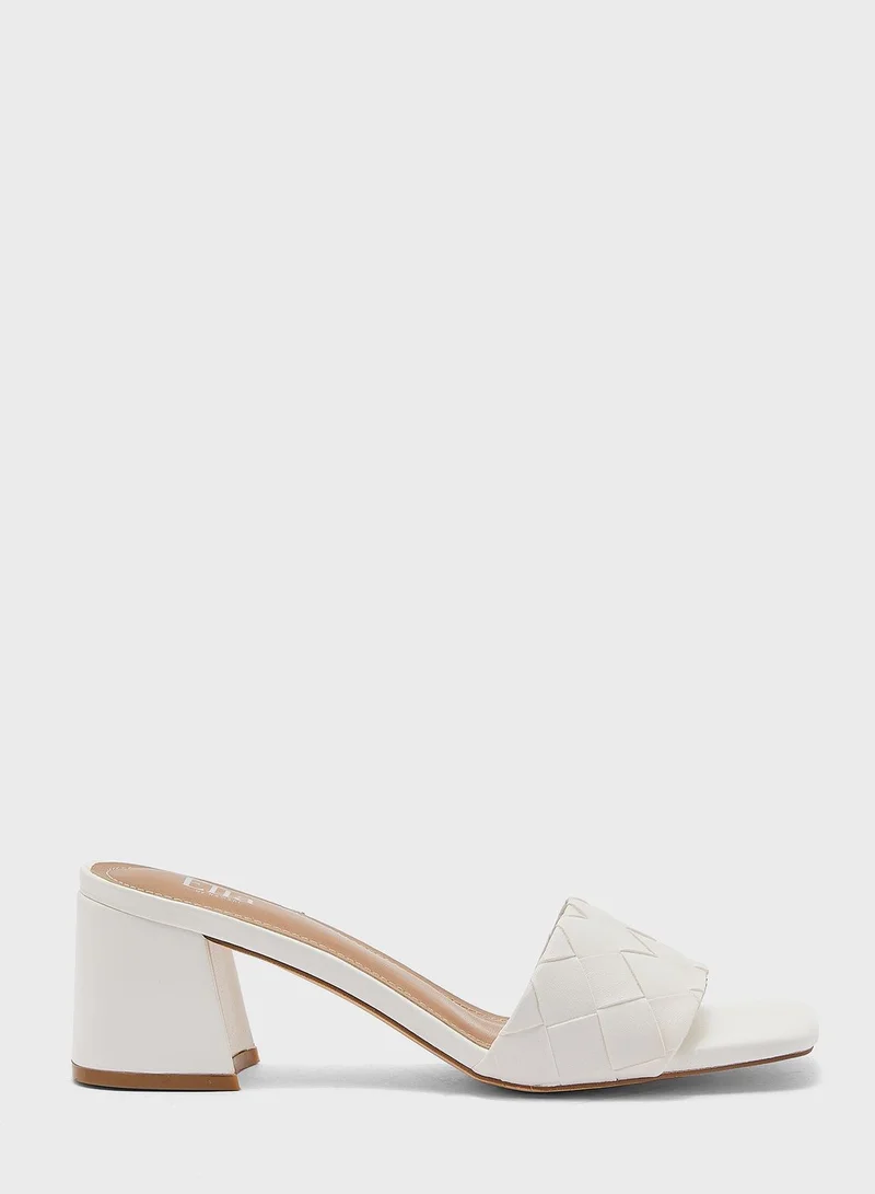 ELLA Weaved Flared Heel Mule Sandal