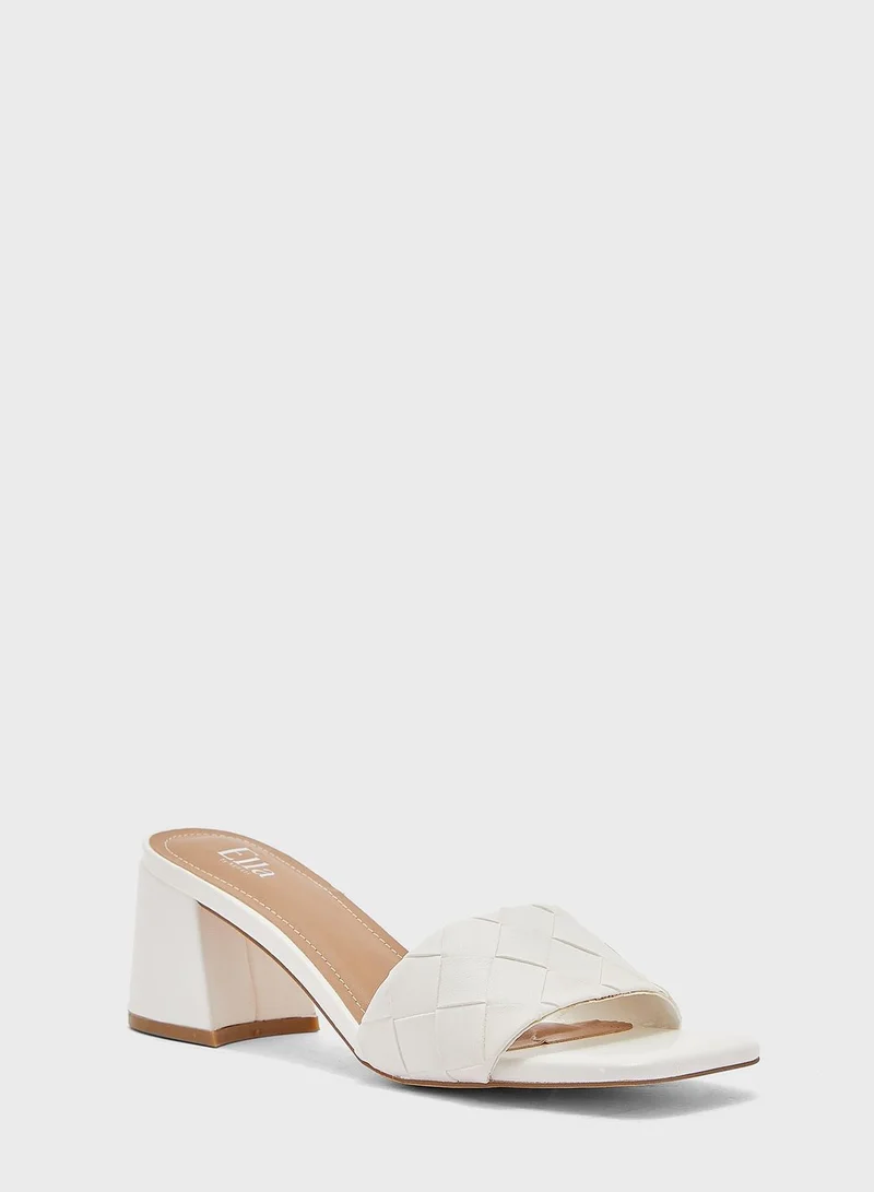 ELLA Weaved Flared Heel Mule Sandal