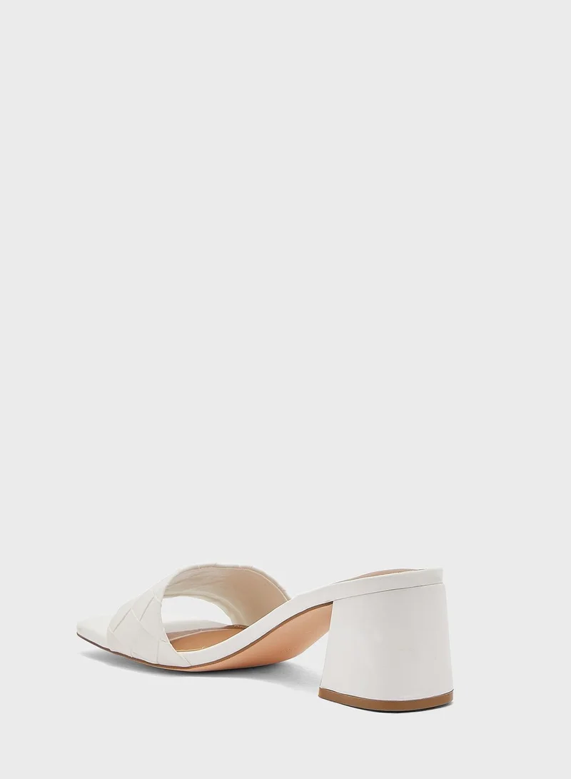 ELLA Weaved Flared Heel Mule Sandal