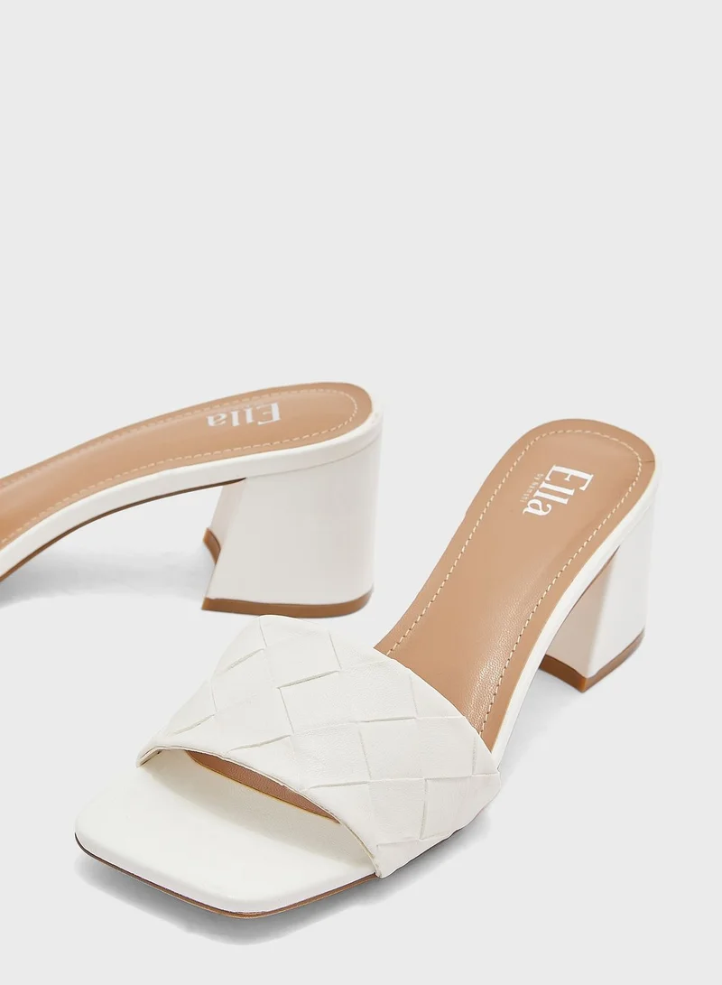 ELLA Weaved Flared Heel Mule Sandal