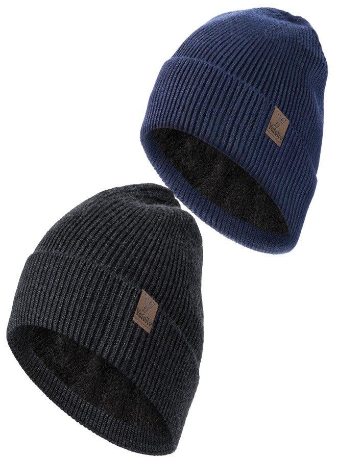yafeite Winter Beanies Hats for Men Women, 2-Pack Soft Fleece Lined Beanie, Insulated Ski Stocking Cap for Cold Weather - Image 1