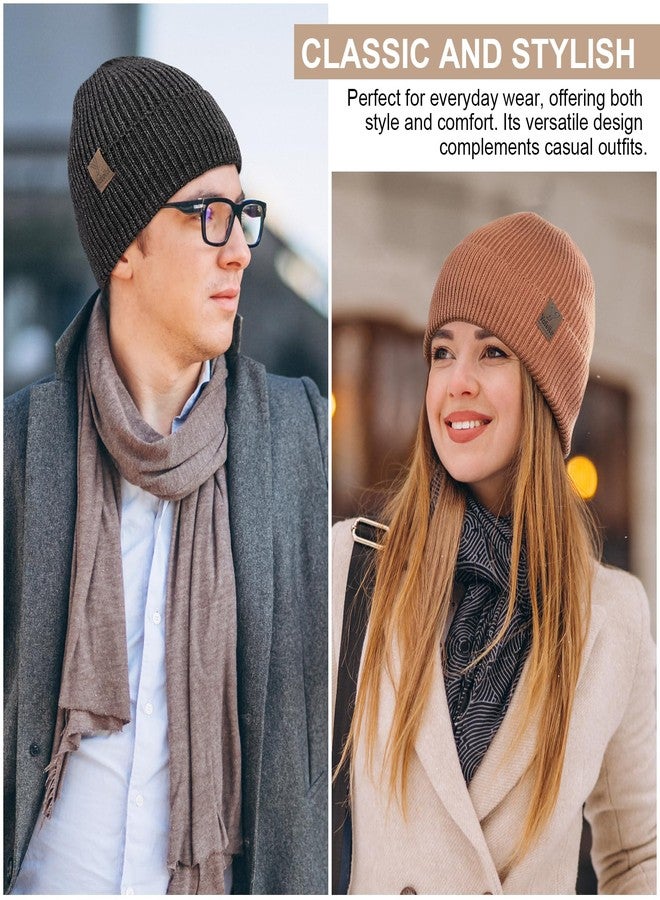 yafeite Winter Beanies Hats for Men Women, 2-Pack Soft Fleece Lined Beanie, Insulated Ski Stocking Cap for Cold Weather - Image 4