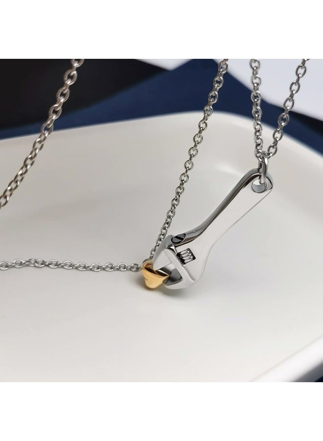 QeenseKc Wrench Cremation Urn Necklace for Ashes Carpenters Tool Cremation Jewelry Keepsake Memorial Jewelry Gift for Grandpa, UR-23_Wrenches_Grandpa, Metal, base - Image 2