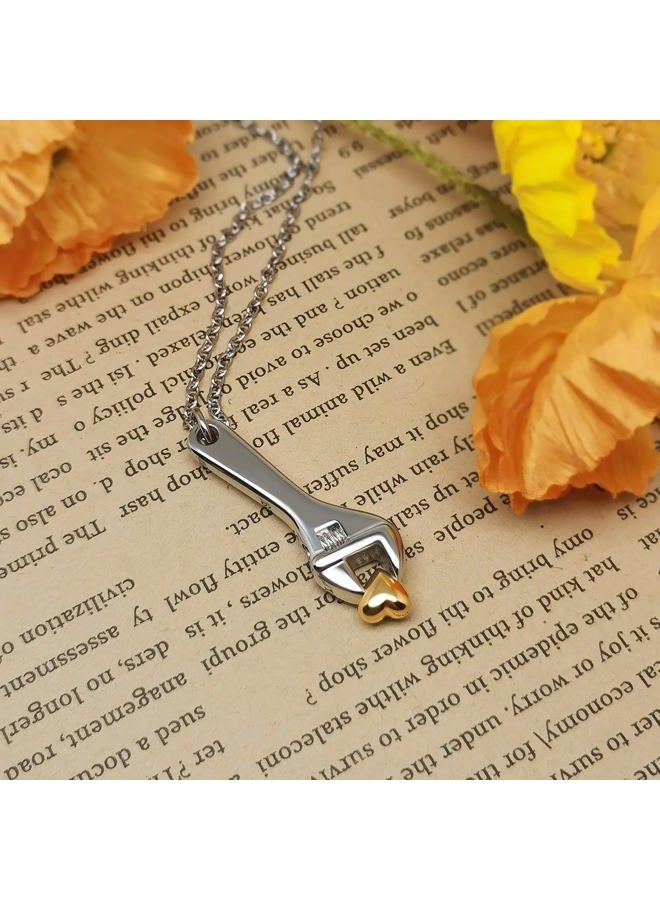 QeenseKc Wrench Cremation Urn Necklace for Ashes Carpenters Tool Cremation Jewelry Keepsake Memorial Jewelry Gift for Grandpa, UR-23_Wrenches_Grandpa, Metal, base - Image 3