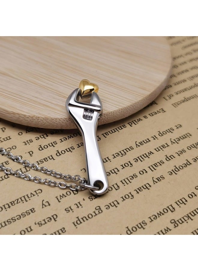 QeenseKc Wrench Cremation Urn Necklace for Ashes Carpenters Tool Cremation Jewelry Keepsake Memorial Jewelry Gift for Grandpa, UR-23_Wrenches_Grandpa, Metal, base - Image 4