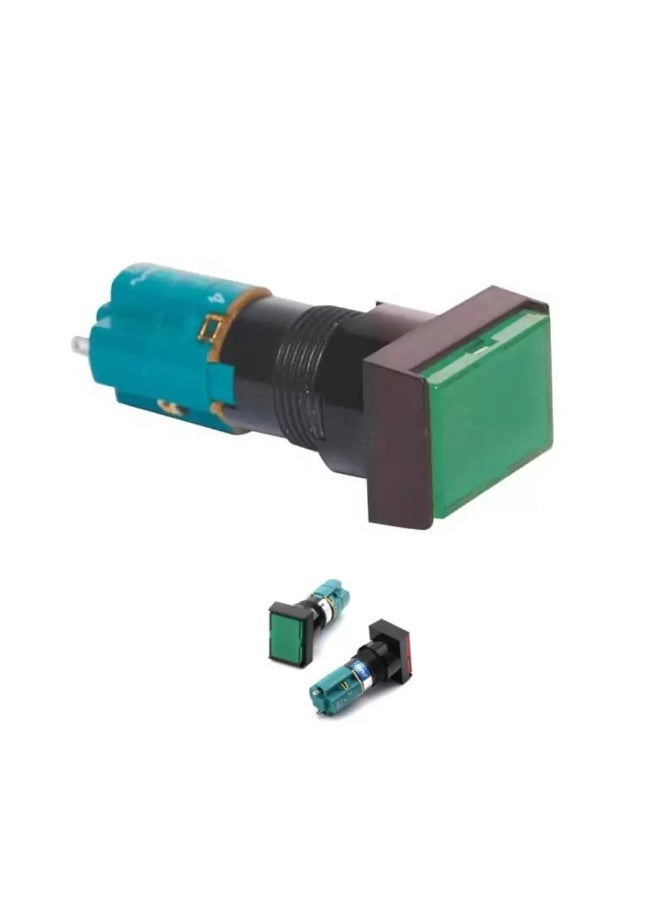 Real Tend - Real Tend Rectangular Green 220V 2a2b (2No 2NC) Illuminated Push Button Switch - Alternate - Image 1