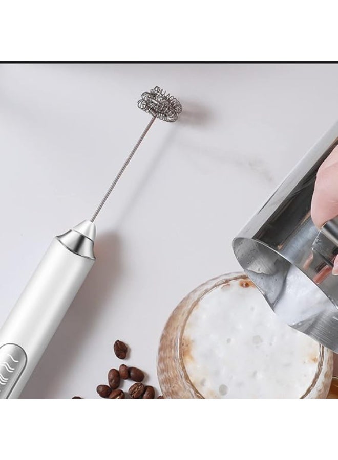 MIXER Milk Frother Rechargeable Handheld Electric Whisk Coffee Frother Mixer with 2 Stainless whisks 3 Speed Adjustable Foam Maker Blender for Coffee Matcha Latte Cappuccino Hot Chocolate - Image 4