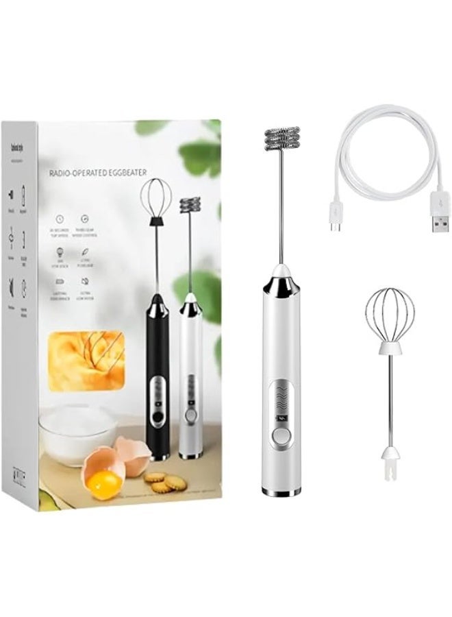 MIXER Milk Frother Rechargeable Handheld Electric Whisk Coffee Frother Mixer with 2 Stainless whisks 3 Speed Adjustable Foam Maker Blender for Coffee Matcha Latte Cappuccino Hot Chocolate - Image 1