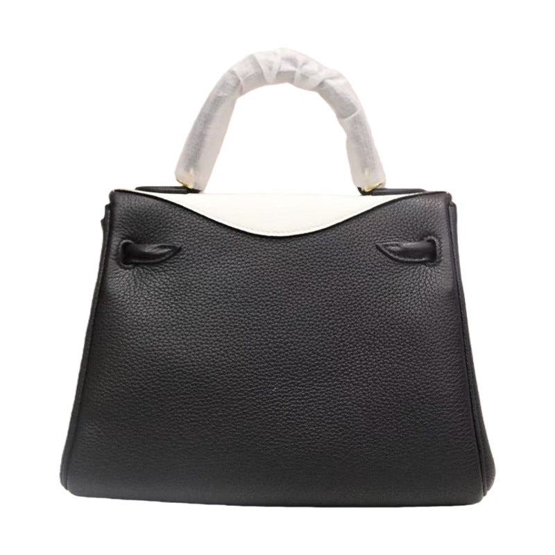 New Kelly 25 Cute Panda Print Shoulder Bag in Black and White Togo Calf Leather - Image 2