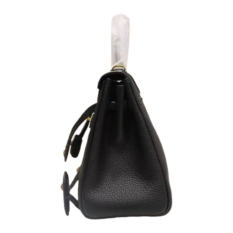 New Kelly 25 Cute Panda Print Shoulder Bag in Black and White Togo Calf Leather - Image 3