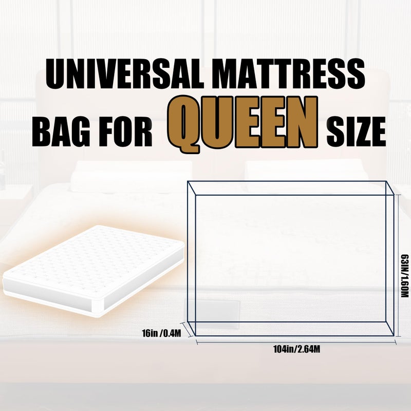 PROMORE Plastic Mattress Bag for Disposal Moving and Storage, Waterproof Mattress Protector Covers - Queen Size (1.5Mil) - Image 2