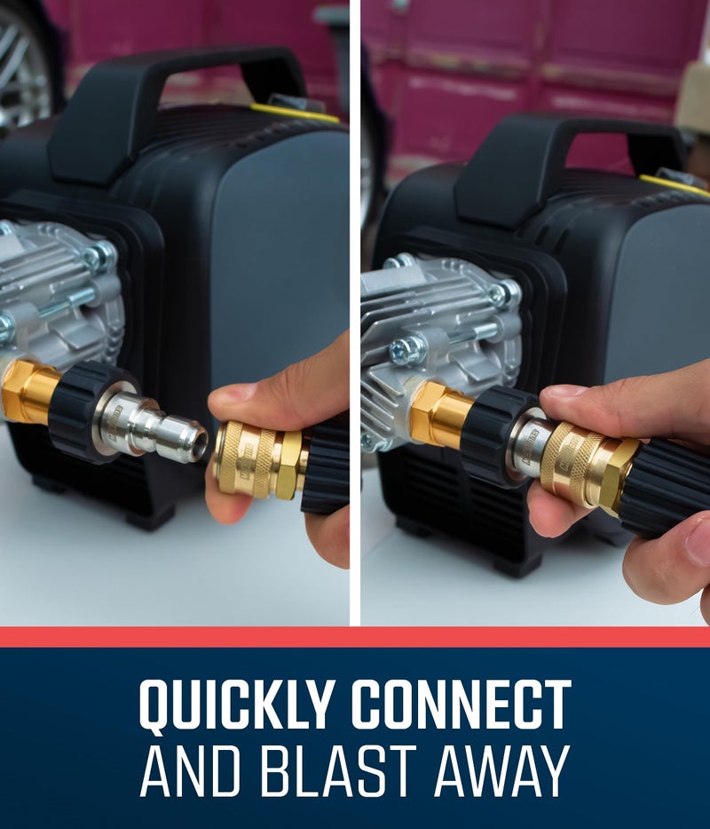 McKillans® Pressure Washer Quick Connect Kit, M22-14mm to 3/8" Male Female Quick Disconnect Kit for Power Washer (Brass) - Image 3
