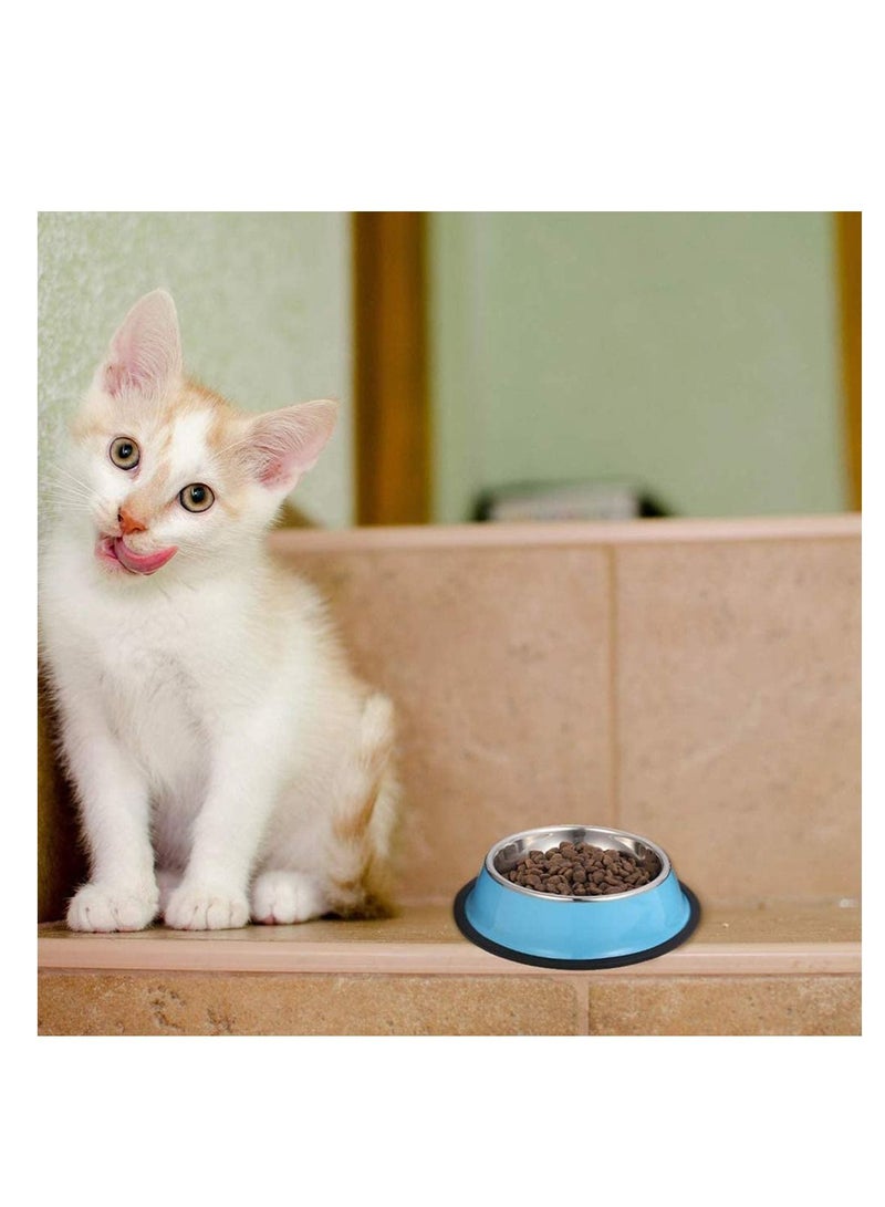 Excefore 3 Piece Cat Food Bowl, Stainless Steel Cat Bowl Set Feeding Bowl with 3 Food Scoops Cat Food Bowl Water Feeding Bowl with a Bowl Mat (Blue, Pink, Green) - Image 5