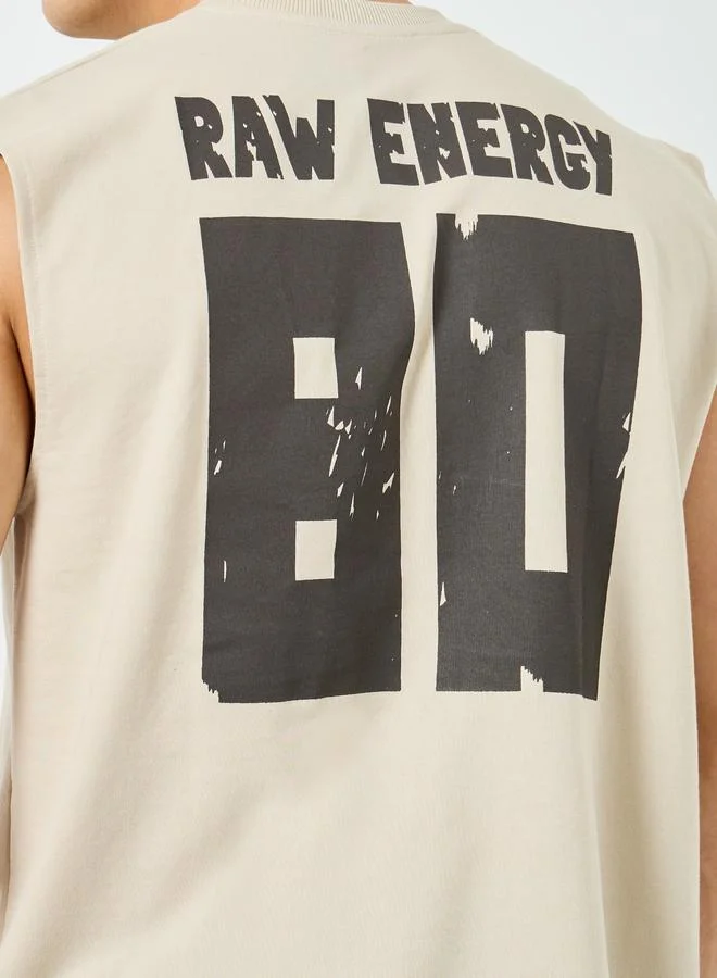 Styli  Men Beige Graphic Print Oversized Tank for Men | Best Price UAE